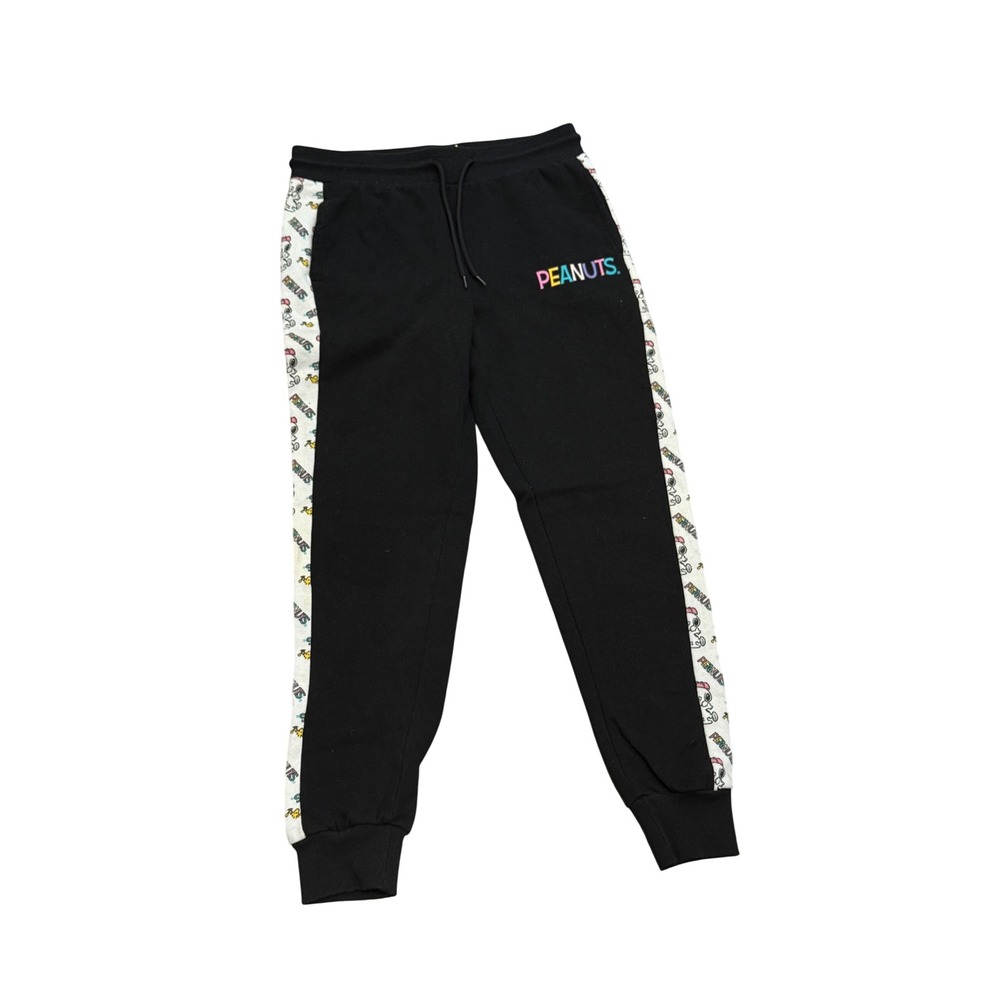 Peanuts Snoopy Jogger Sweatpants Black with Side Logo Small